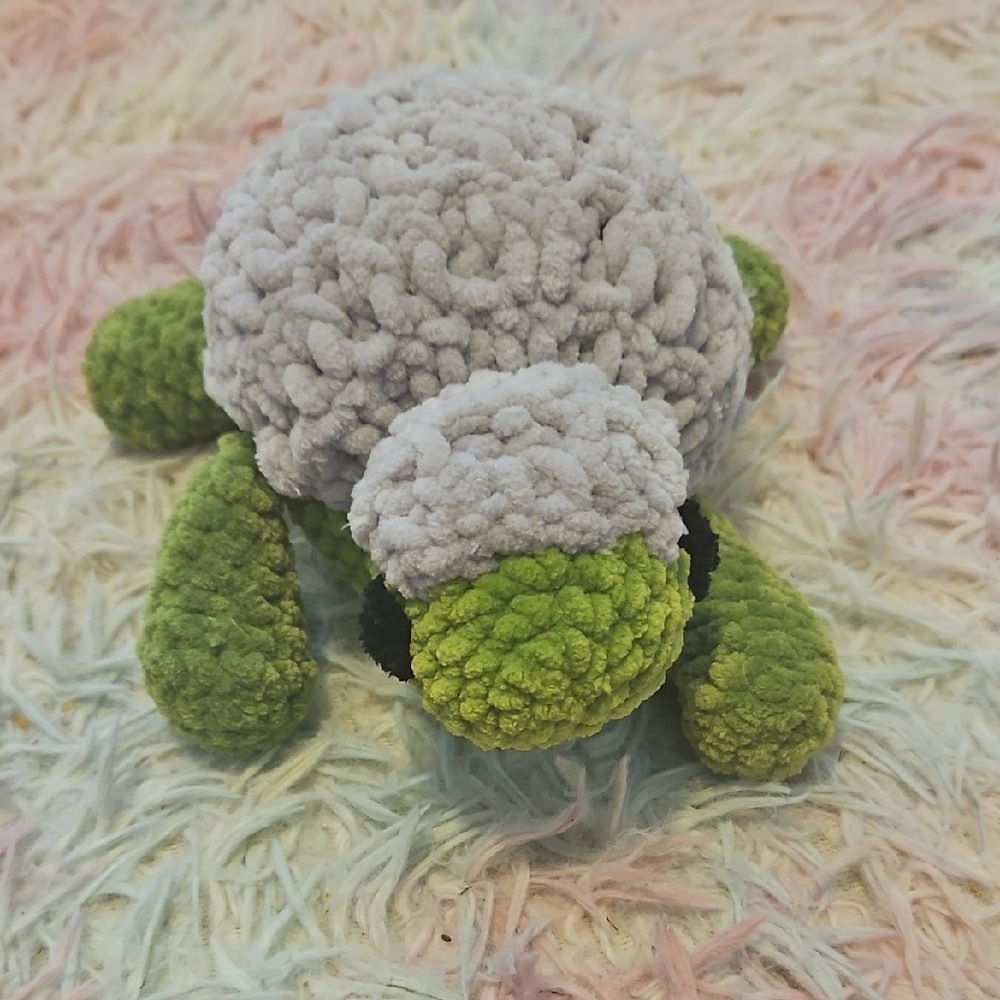 Adorable Green and Gray Crochet Ankylosaurus